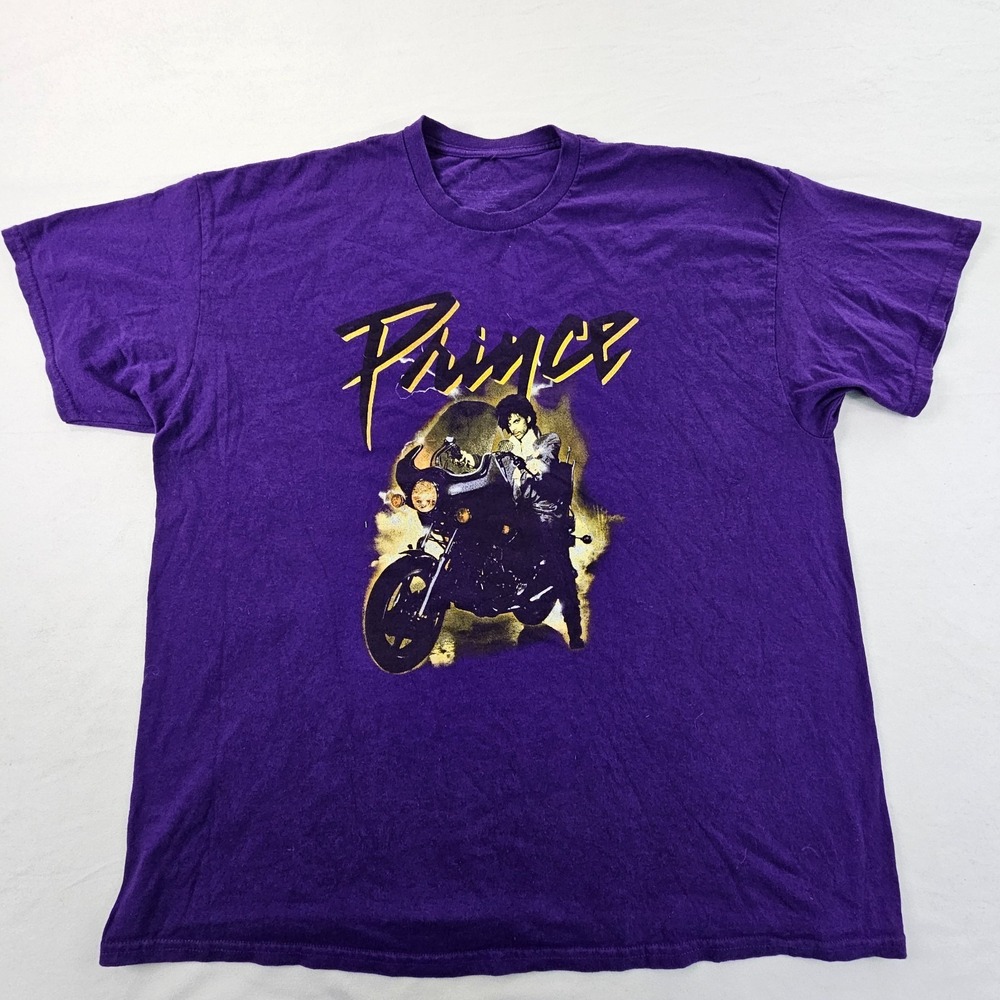 Prince Purple Rain Album Cover Purple Short Sleeve Cotton T-Shirt Men's 2XL